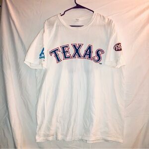 White Texas Rangers Graphic T-Shirt size XL on   #35 Hamels MLB